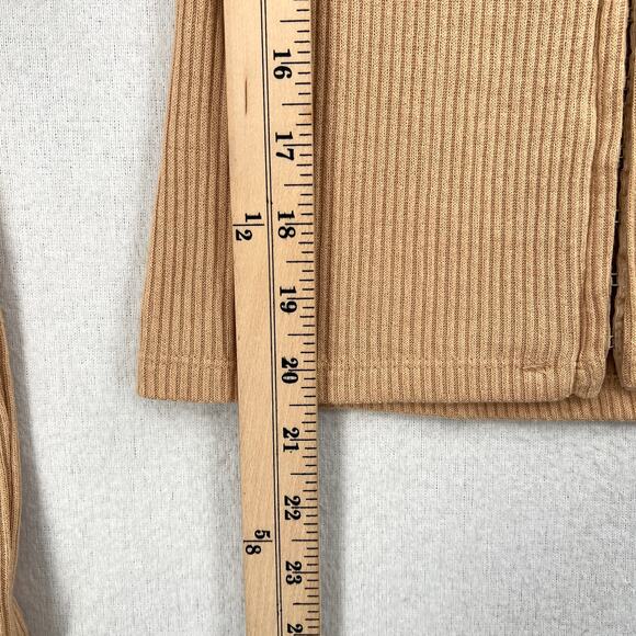 FAVORITE DAUGHTER Kate Ribbed Bustier Knit Top Womens S Tan V Neck Long Sleeve - Picture 14 of 14